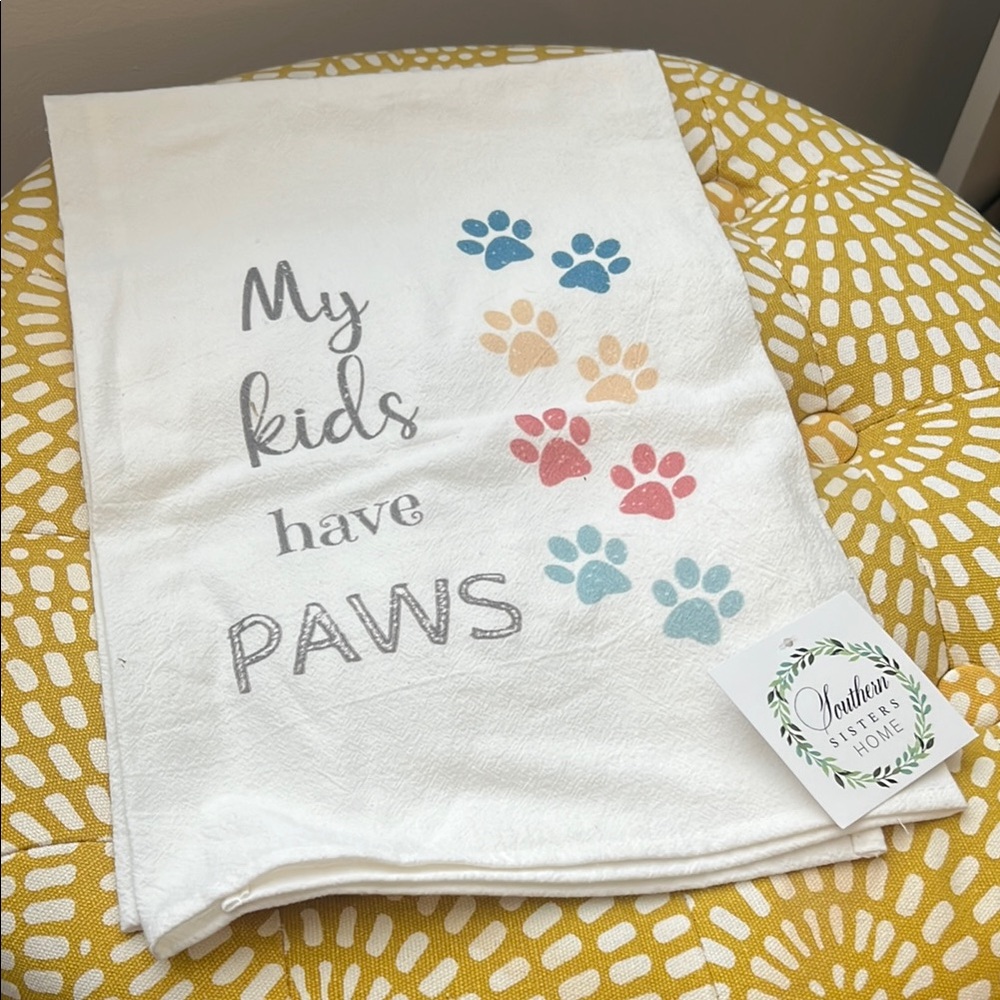 White Pet-Themed Kitchen Towel